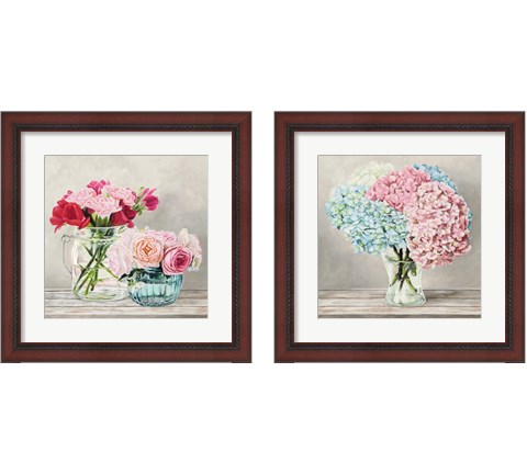 Fleurs et Vases Blanc 2 Piece Framed Art Print Set by Remy Dellal