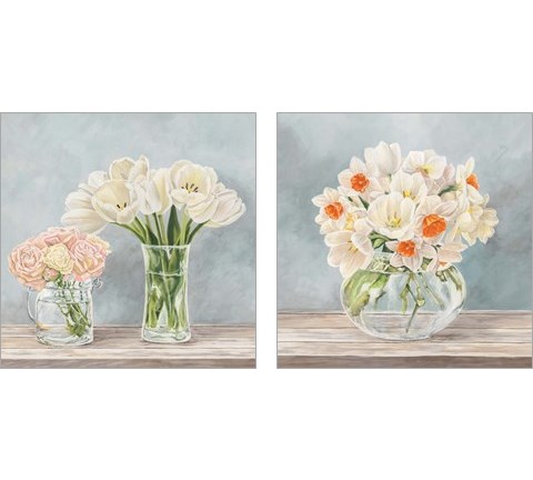Fleurs et Vases Aquamarine 2 Piece Art Print Set by Remy Dellal