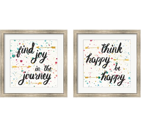 Think Happy 2 Piece Framed Art Print Set by Jess Aiken