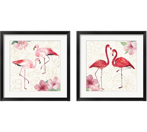 Tropical Flamingoes 2 Piece Framed Art Print Set by Harriet Sussman