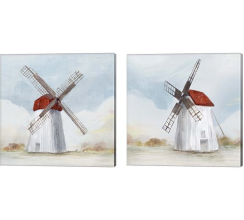 Red Windmill 2 Piece Canvas Print Set by Isabelle Z