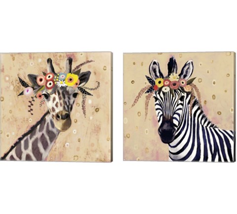 Klimt Zebra 2 Piece Canvas Print Set by Victoria Borges
