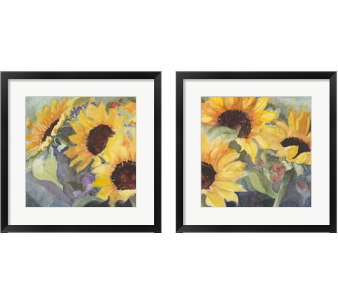 Sunflowers in Watercolor  2 Piece Framed Art Print Set by Sandra Iafrate