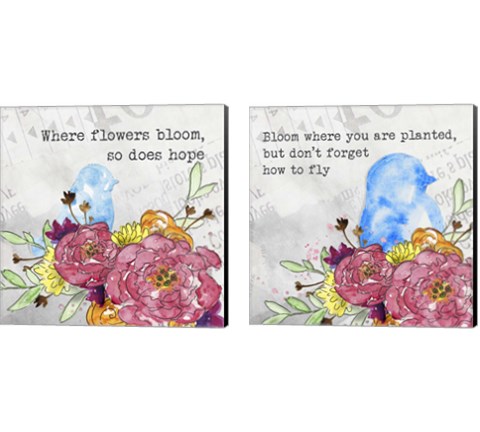 Bloom & Fly 2 Piece Canvas Print Set by Catherine McGuire
