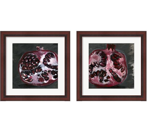 Pomegranate Study on Black 2 Piece Framed Art Print Set by Jennifer Parker