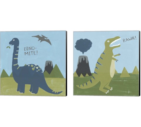 Dino-mite 2 Piece Canvas Print Set by June Erica Vess