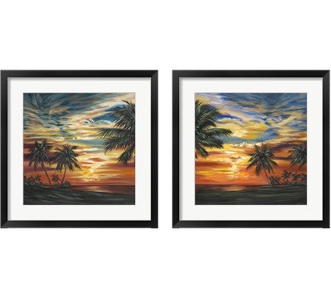 Stunning Tropical Sunset 2 Piece Framed Art Print Set by Carolee Vitaletti
