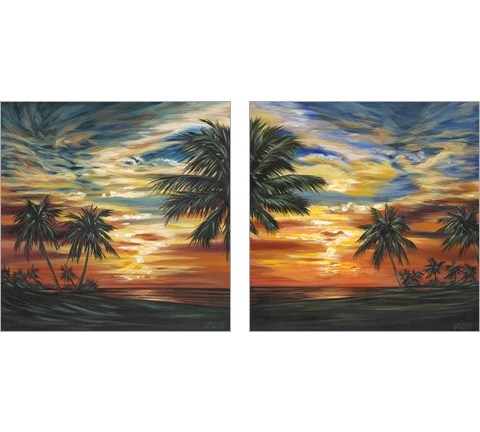 Stunning Tropical Sunset 2 Piece Art Print Set by Carolee Vitaletti
