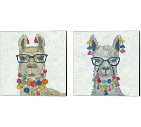 Llama Love with Glasses 2 Piece Canvas Print Set by Chariklia Zarris