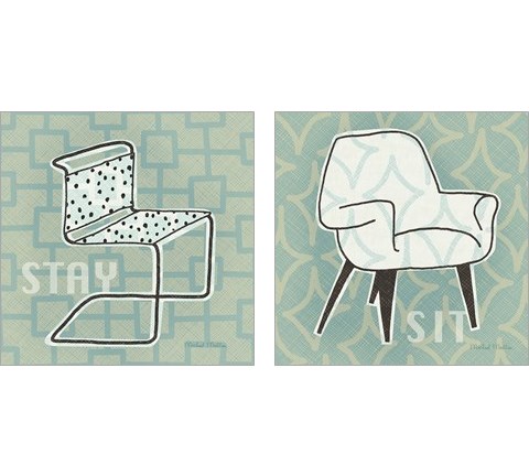 Retro Chair 2 Piece Art Print Set by Michael Mullan