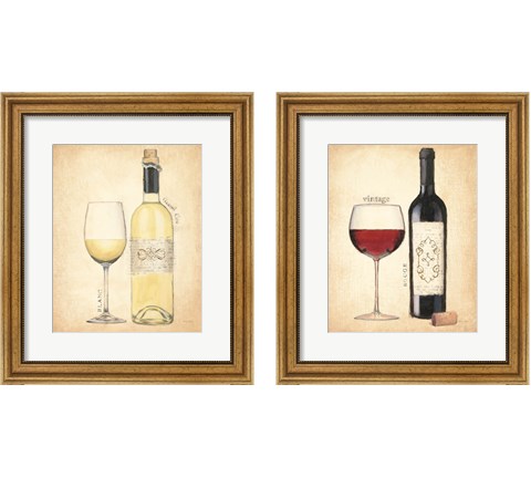 White & Red Wine 2 Piece Framed Art Print Set by Emily Adams