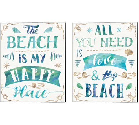 Love and the Beach 2 Piece Canvas Print Set by Jess Aiken