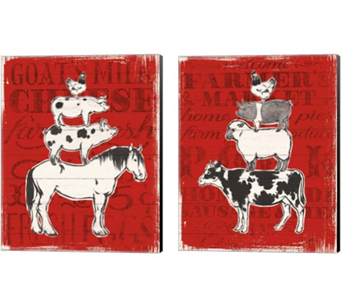 Red Farmers Market 2 Piece Canvas Print Set by Janelle Penner