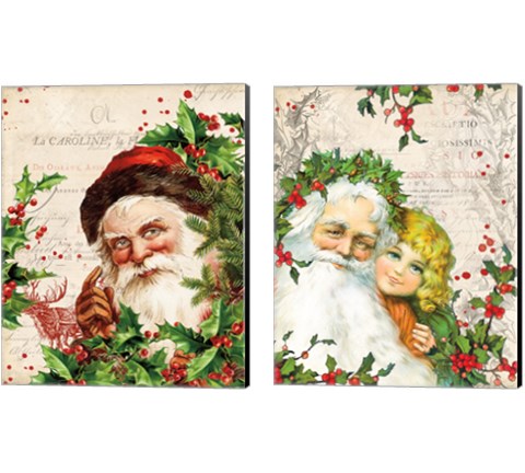 Vintage Holiday 2 Piece Canvas Print Set by Katie Pertiet