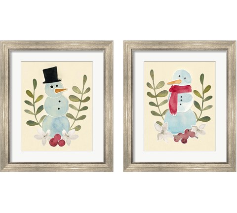 Snowman Cut-out  2 Piece Framed Art Print Set by Grace Popp