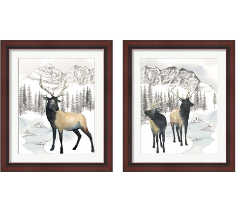 Winter Elk 2 Piece Framed Art Print Set by Grace Popp