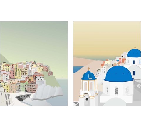 Travel Europe with Manarola 2 Piece Art Print Set by Gurli Soerensen