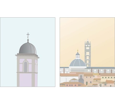 Travel Europe with Duomo di Siena 2 Piece Art Print Set by Gurli Soerensen