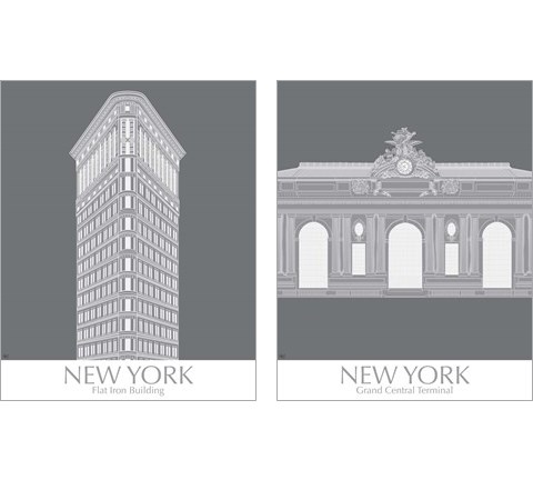 New York Landmark 2 Piece Art Print Set by Fab Funky