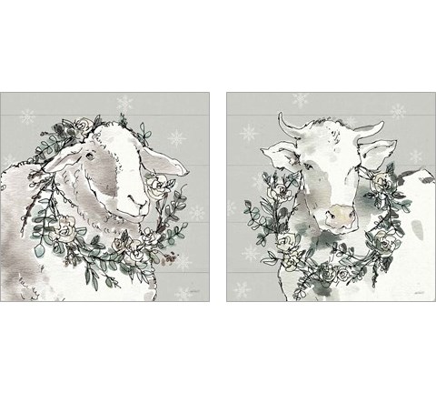 Modern Farmhouse Snowflakes 2 Piece Art Print Set by Anne Tavoletti