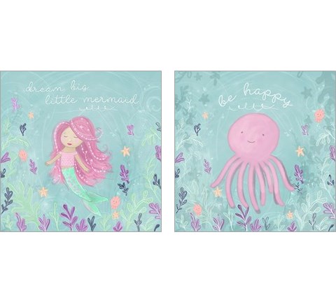 Mermaid and Octopus 2 Piece Art Print Set by Hartworks