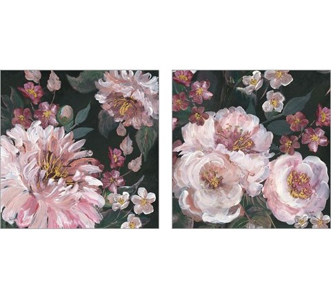 Romantic Moody Florals on Black 2 Piece Art Print Set by Tre Sorelle Studios