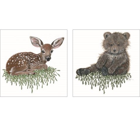 Baby Forest Animal 2 Piece Art Print Set by Hollihocks Art
