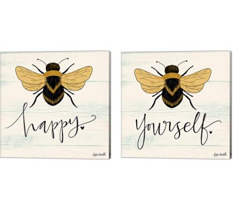Bee Happy 2 Piece Canvas Print Set by Katie Doucette