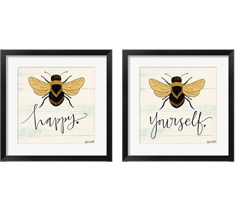 Bee Happy 2 Piece Framed Art Print Set by Katie Doucette
