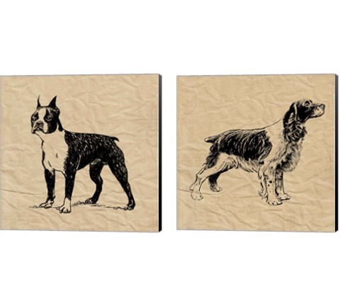 Boston Terrier & Friend 2 Piece Canvas Print Set by Sabine Berg