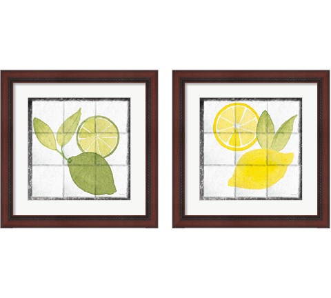 Citrus Tile Black Border 2 Piece Framed Art Print Set by Wild Apple Portfolio