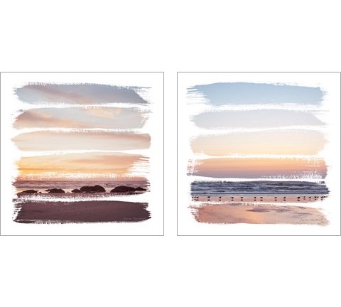Sunset Stripes 2 Piece Art Print Set by Laura Marshall