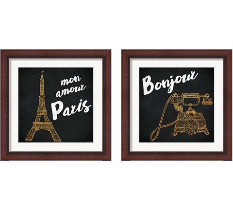 Mon Paris Gold 2 Piece Framed Art Print Set by Linda Baliko