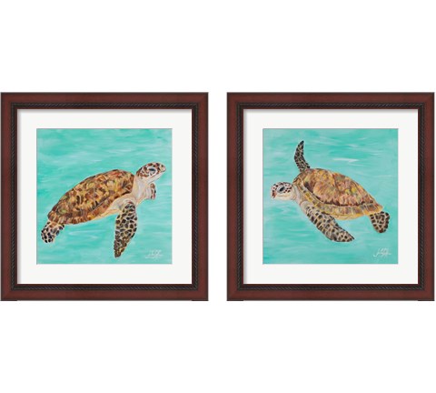 Sea Turtle 2 Piece Framed Art Print Set by Julie DeRice