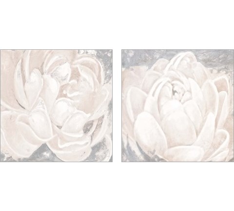 White Grey Flower  2 Piece Art Print Set by Patricia Pinto