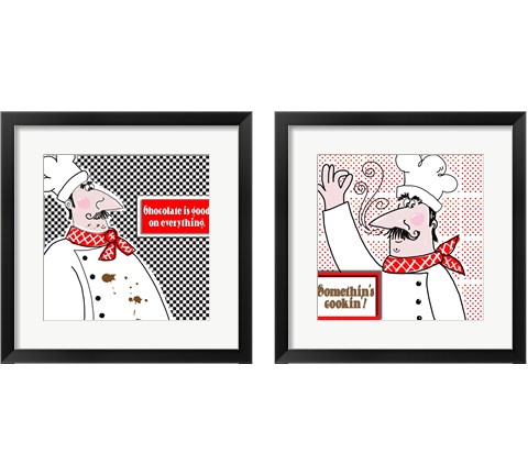 Bon Appetit Chef 2 Piece Framed Art Print Set by Deidre Mosher