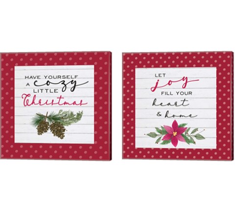 Cozy Christmas Dots 2 Piece Canvas Print Set by Hartworks