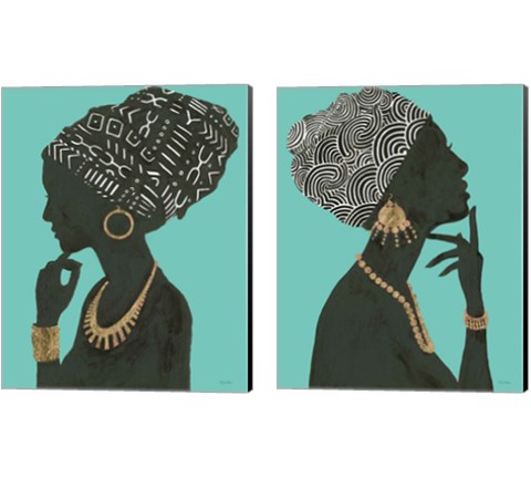 Graceful Majesty Turquoise 2 Piece Canvas Print Set by Emily Adams
