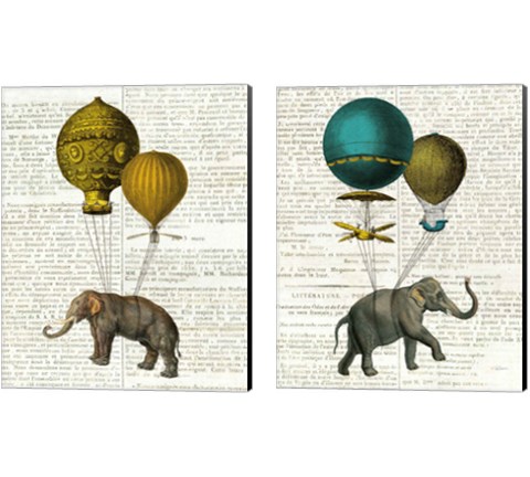 Elephant Ride 2 Piece Canvas Print Set by Sue Schlabach