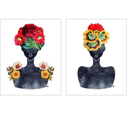 Flower Crown Silhouette 2 Piece Art Print Set by Tabitha Brown