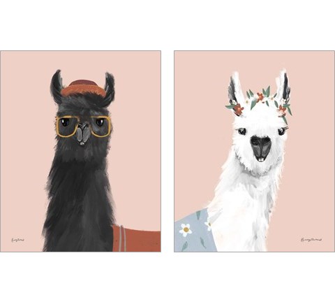 Delightful Alpacas 2 Piece Art Print Set by Becky Thorns