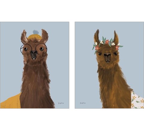 Delightful Alpacas 2 Piece Art Print Set by Becky Thorns