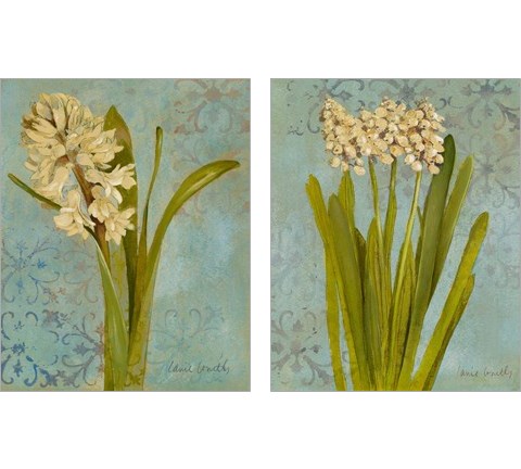 Hyacinth on Teal  2 Piece Art Print Set by Lanie Loreth
