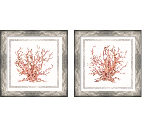 Pink Coastal Coral  2 Piece Framed Art Print Set by Cindy Jacobs
