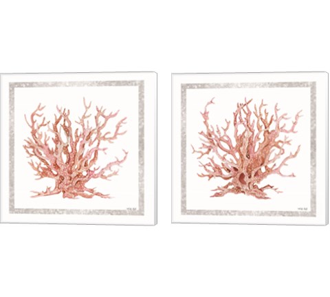 Pink Coastal Coral  2 Piece Canvas Print Set by Cindy Jacobs