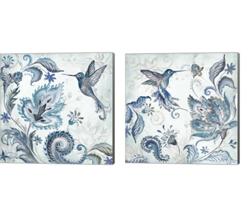 Watercolor Boho Blue Hummingbird 2 Piece Canvas Print Set by Tre Sorelle Studios