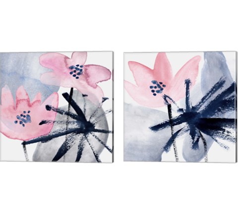 Pink Water Lilies 2 Piece Canvas Print Set by Melissa Wang