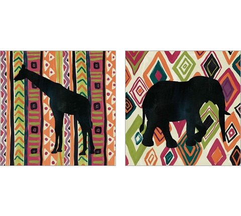 African Animal 2 Piece Art Print Set by Farida Zaman