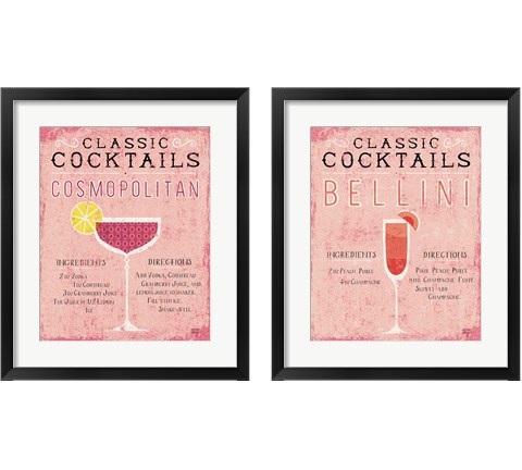 Classic Cocktails Bellini Pink 2 Piece Framed Art Print Set by Michael Mullan