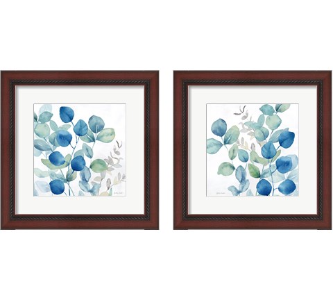 Eucalyptus Leaves Navy 2 Piece Framed Art Print Set by Cynthia Coulter